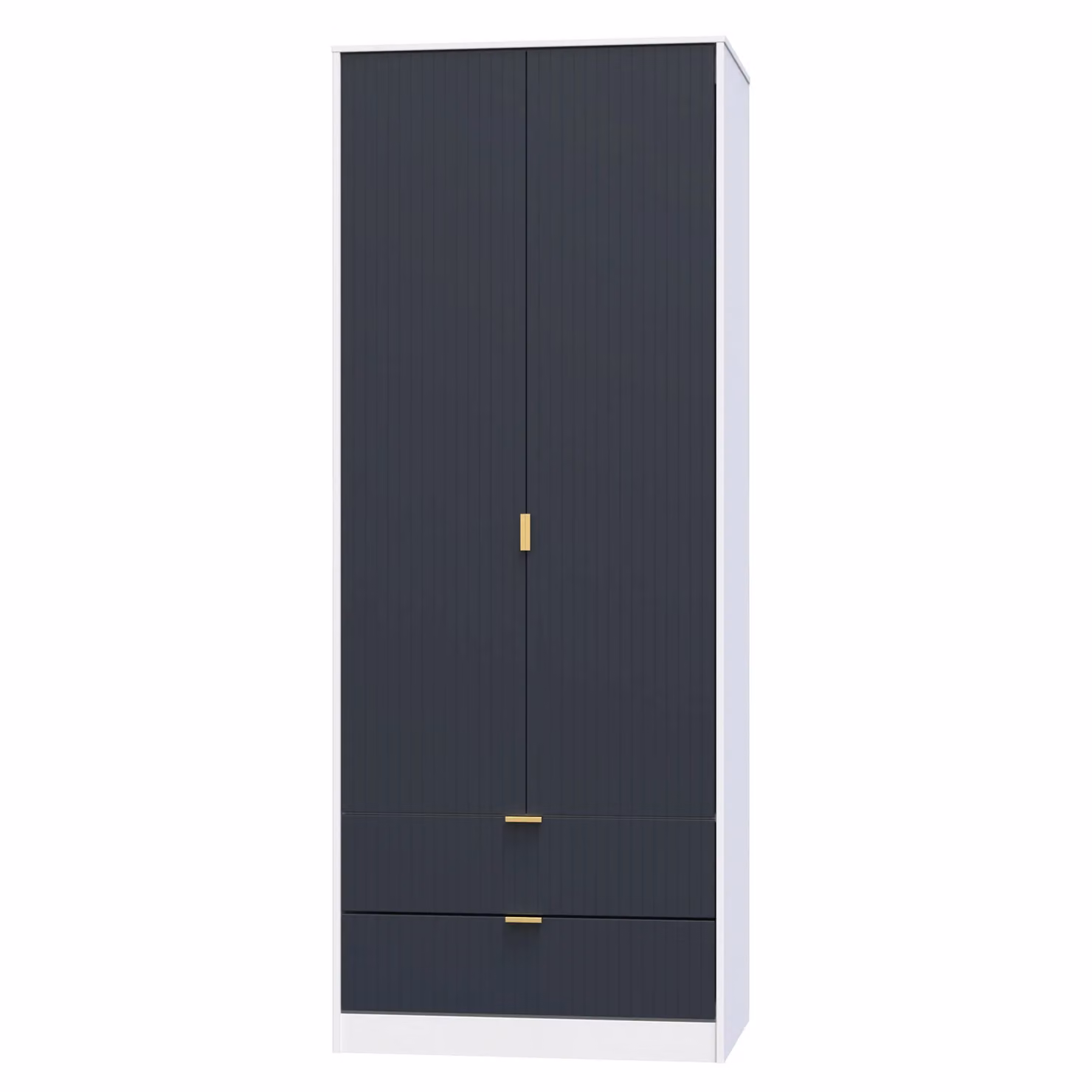 Bexley Ready Assembled 2 Door 2 Drawer Wardrobe in Dark Blue with Gold Details – 2