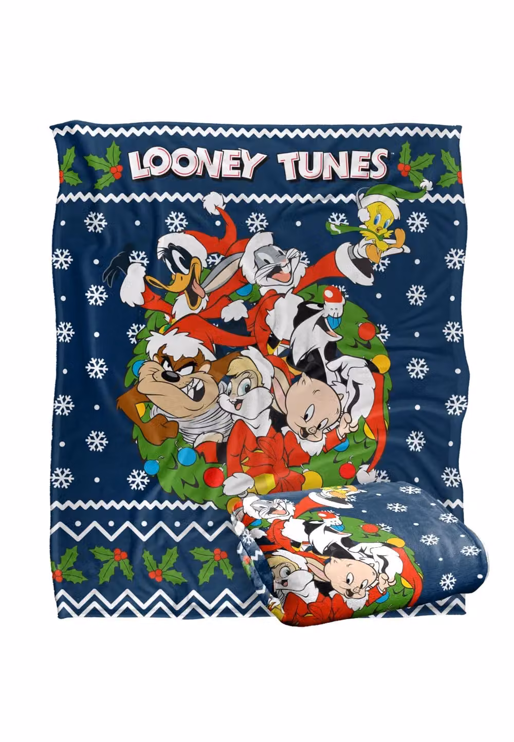 LOGOVISION Looney Tunes Christmas Ugly Sweater Soft Fleece Throw Blanket, Multicolour and White, W: 152 cm, D: 127 cm – 7