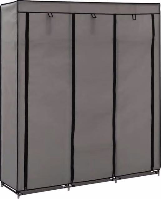 Berkfield Home Grey Fabric Wardrobe with Hanging Rod and Compartments W/D/H: 150 x 45 x 175 cm – 1