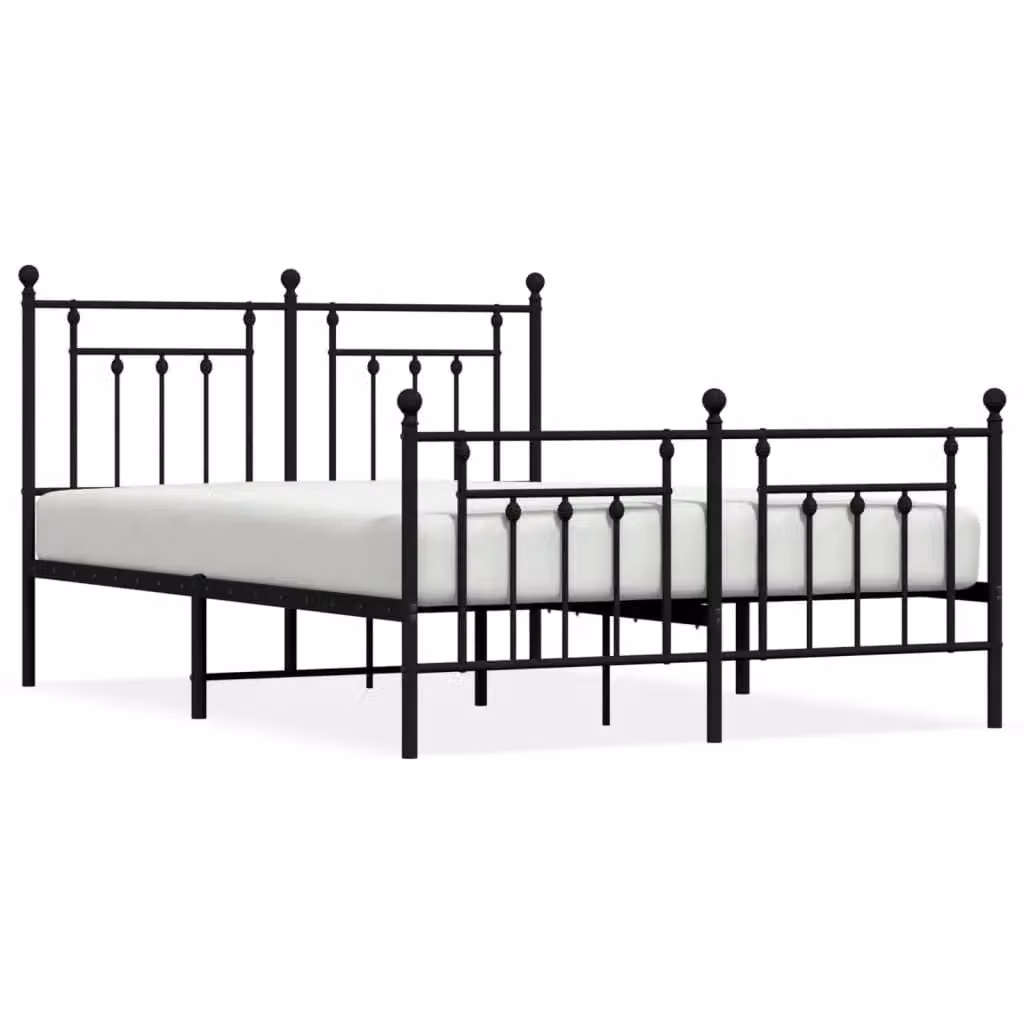 Berkfield Home Metal Bed Frame with Headboard and Footboard in Black, W/D/H: 140 x 190 cm – 2