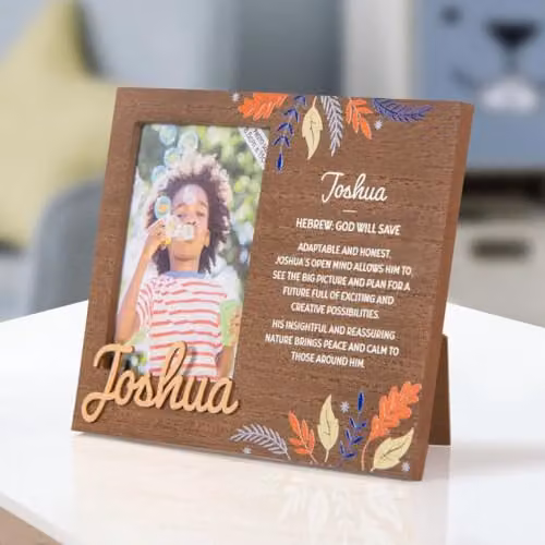 History & Heraldry Pre-personalised Child's Joshua Picture Frame in Brown Wood – 2