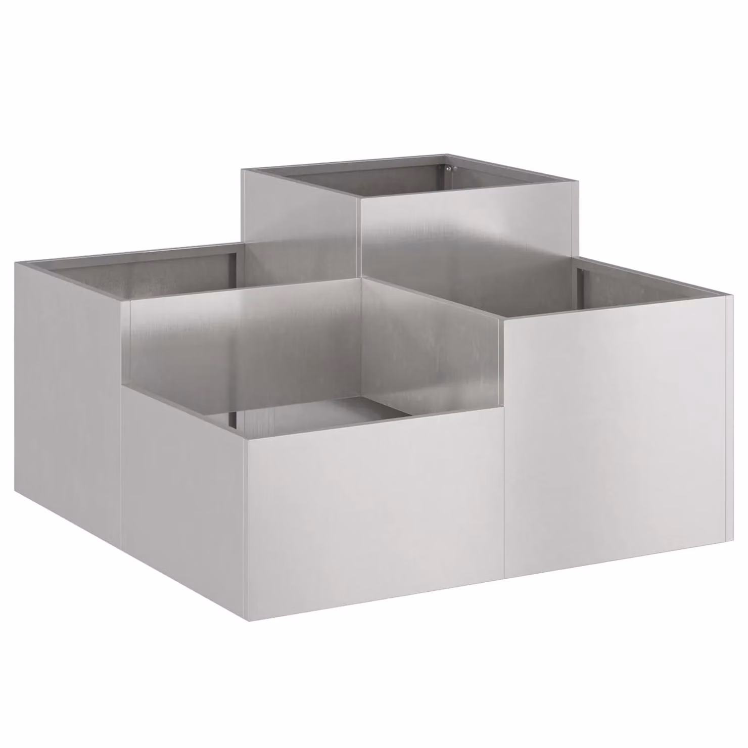 Berkfield Home Garden Planter Tub in Silver Stainless Steel, W/D/H: 100 x 100 x 48 cm – 2