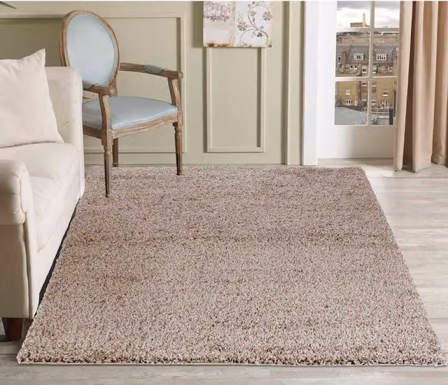 Desire Rugs Plain Fluffy Shaggy Area Rug, Beige, W: 160 cm, L: 230 cm