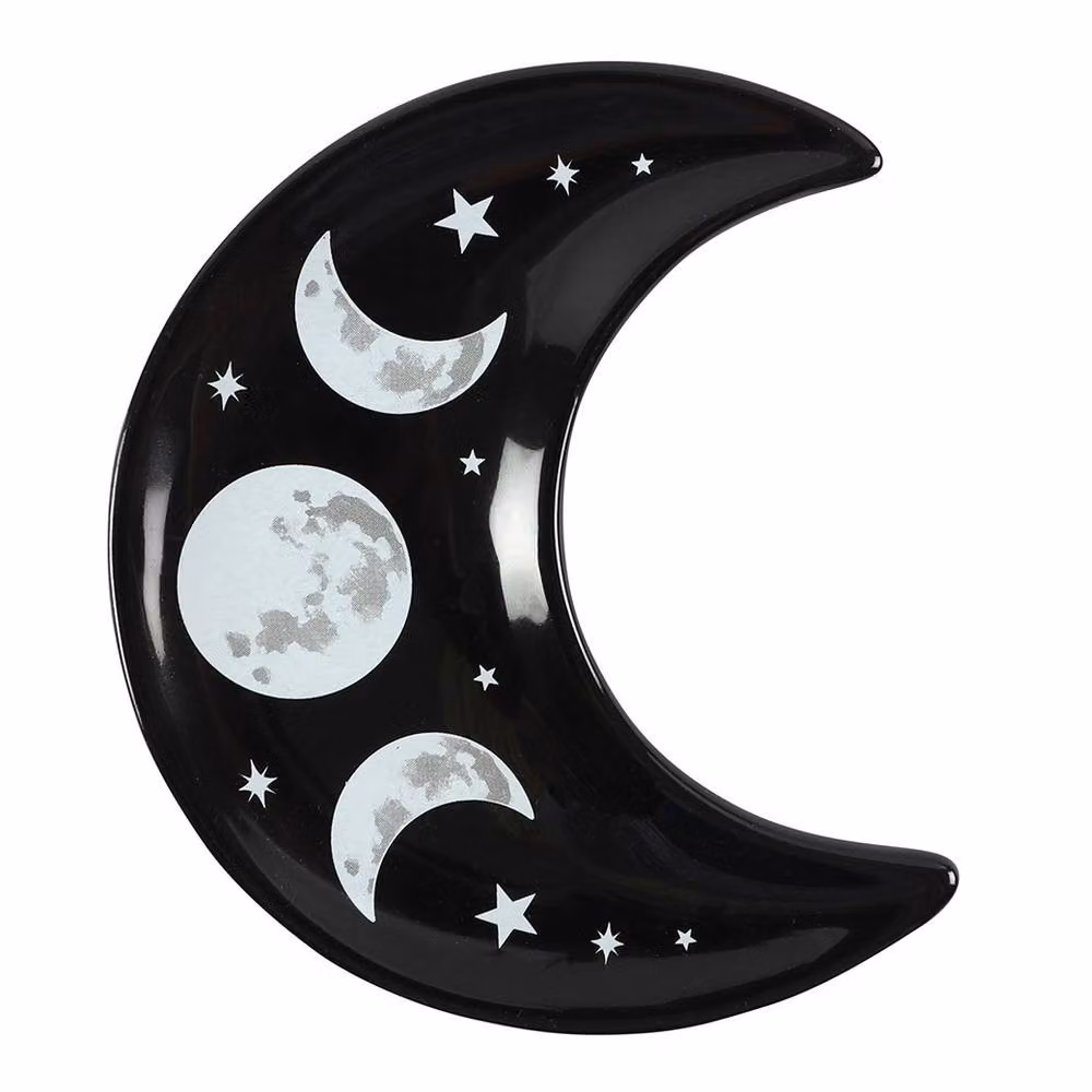 Uniqueful Crescent Moon Ceramic Trinket Dish in Black – 2