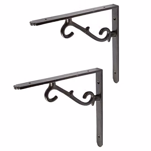 Hammer and Tongs Matt Black Scroll Iron Shelf Bracket, Pack of 2