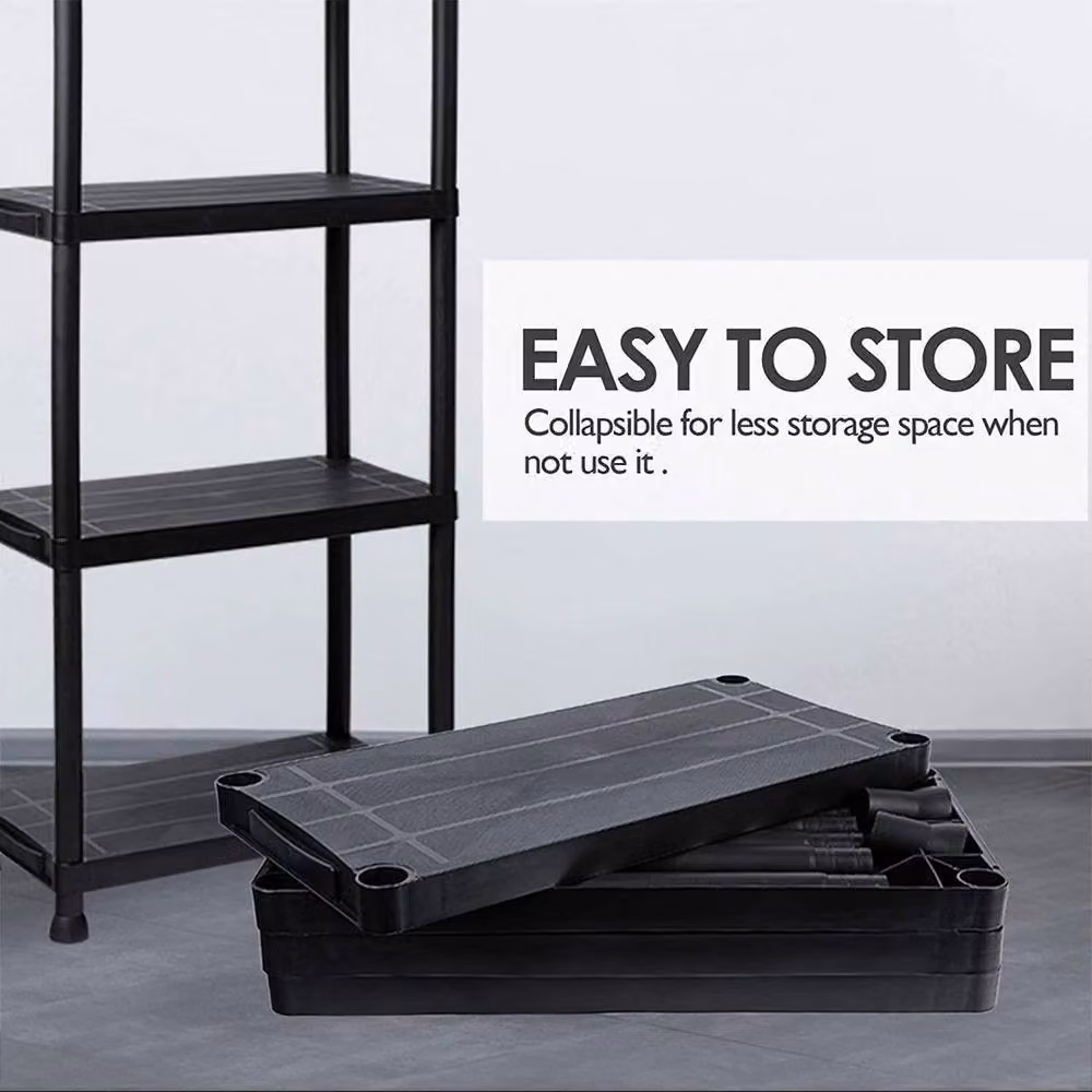 KORVIXA 4 Tier Black Plastic Freestanding Shelving Unit – 3