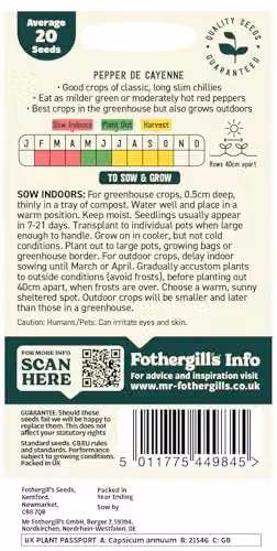 Mr Fothergill's Oh Sow Simple Red Hot Pepper Vegetable Seeds – 2