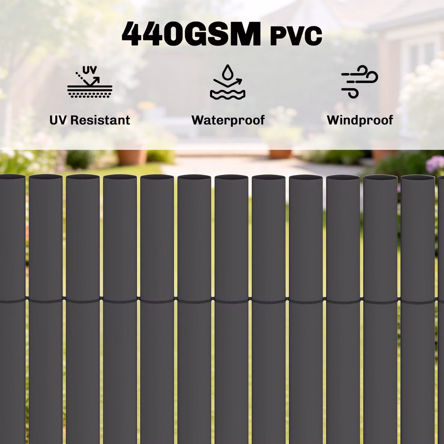 Outsunny 2-Piece Plastic Privacy Screening Fence, Waterproof Windbreak, Anthracite Grey, W: 3 m, H: 1 m – 4