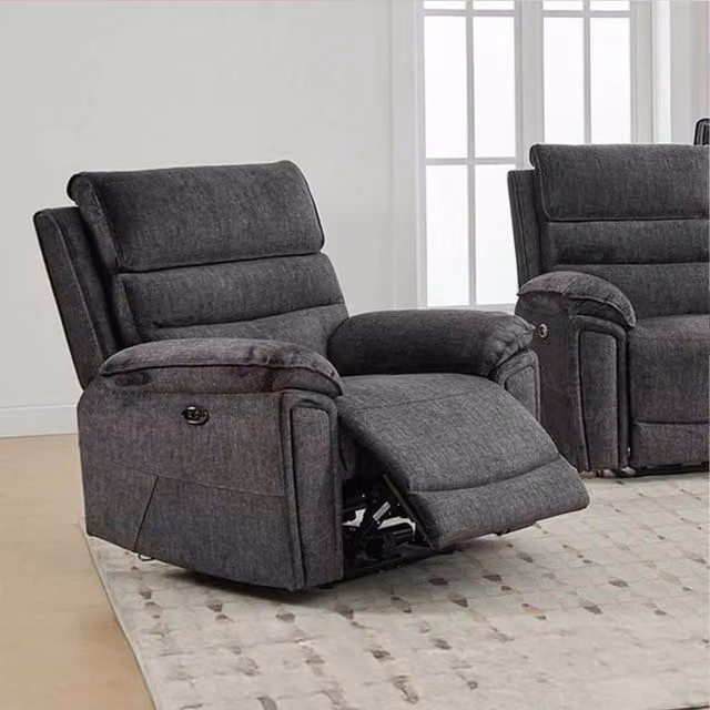 Furnishings For Less UK Sicily Electric Power Recliner Armchair in Grey Chenille Fabric