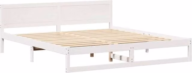 Berkfield Home Minimalist Solid Pine Wood Bed Frame, White, W/D/H: 180 x 200 cm