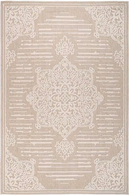 The Rug House Beige Medallion Oriental Loop Pile Rug, Width: 170 cm