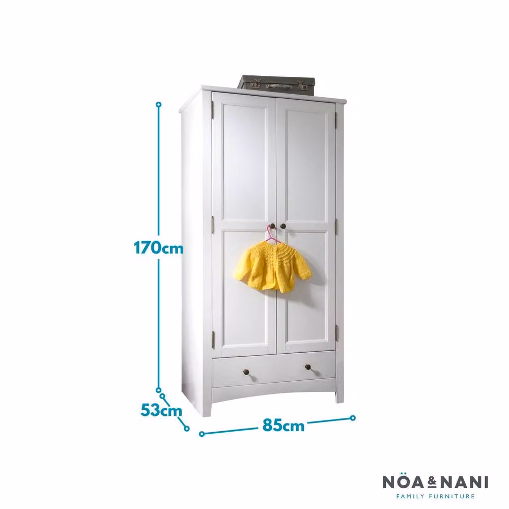 Nöa and Nani Birte White Childrens Wardrobe with Integrated Drawers and Trouser Rack – 3