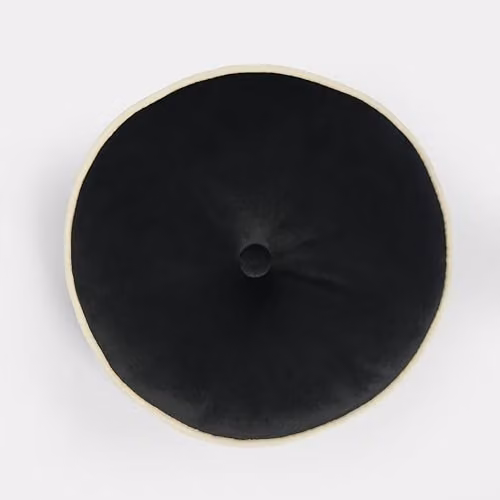 OHS Round Velvet Throw Pillow in Black and White, Diameter: 30 cm – 3