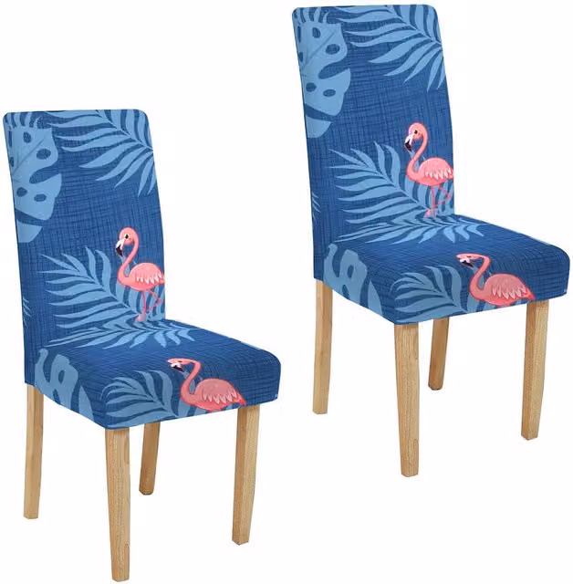 Roseley Blue Floral Pattern 3 Stretch Removable Dining Chair Covers, Pack of 2