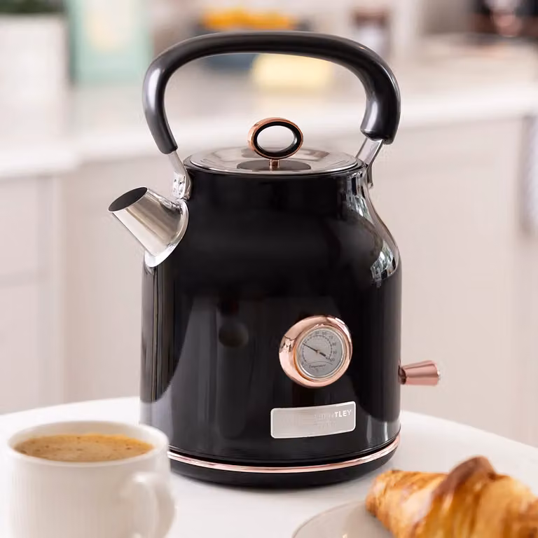 Charles Bentley Stainless Steel Kettle with Auto Shut-off, Black, 1.7 l