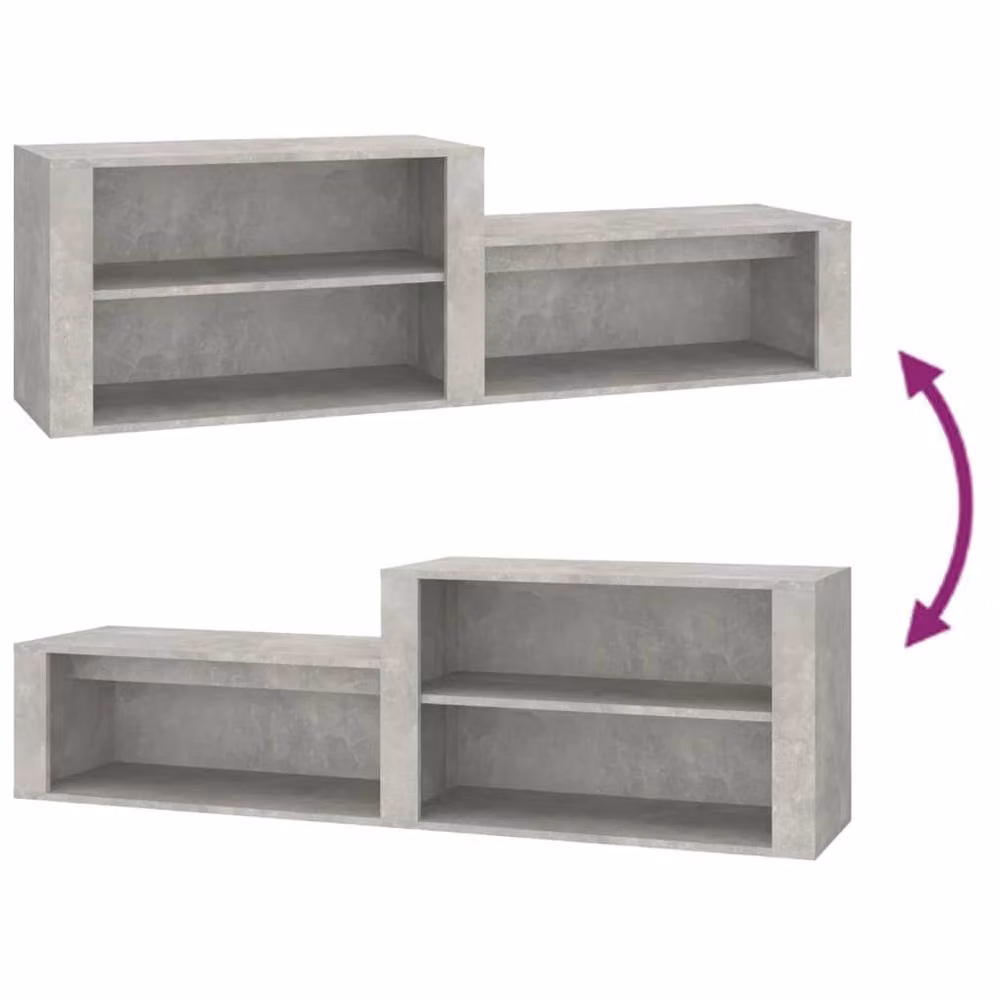 Berkfield Home Shoe Cabinet in Concrete Grey, W/D/H: 150 x 35 x 45 cm – 3