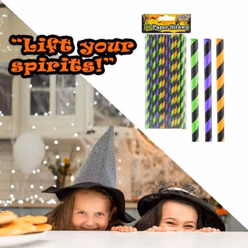 VFM e-Store Halloween Trick or Treat Paper Straws, Multicolour, Pack of 50 – 7