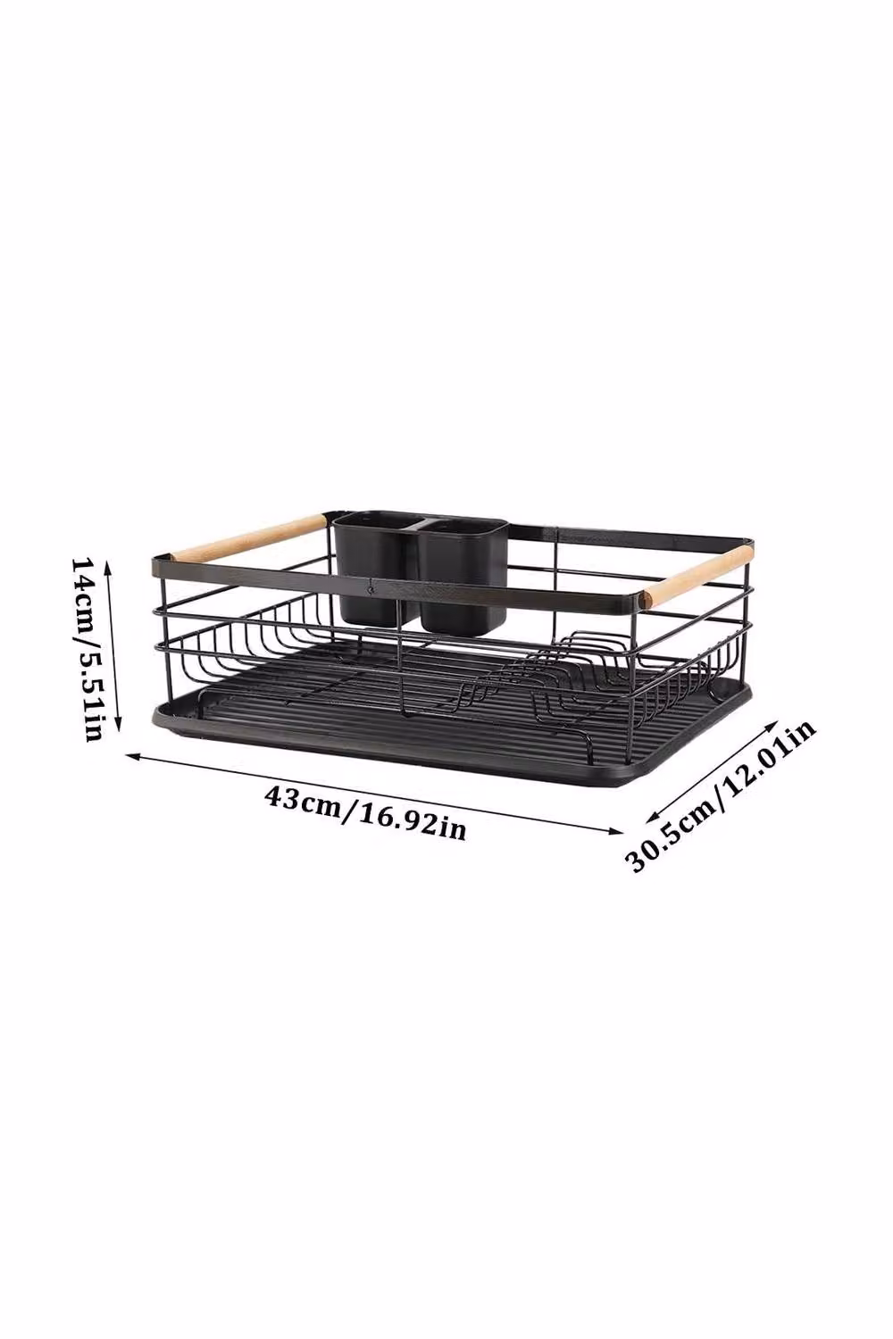 ExtraStar Iron Kitchen Dish Drainer Rack with Drip Tray in Black – 5