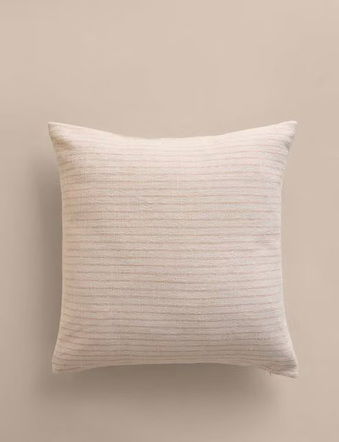 M&S Striped Square Cotton Cushion in Beige and Multicolour