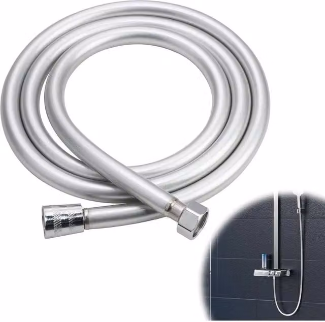 PAWNORA Smooth Matt Silver Stainless Steel Shower Hose, 1.5 m – 1