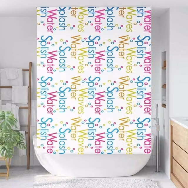 Berkfield Home Graphic Multicolour Opaque Shower Roller Blind W: 150 cm, H: 240 cm