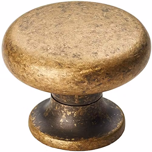 Loops Antique Brass Flat Faced Round Door Knob, 34mm Diameter – 1
