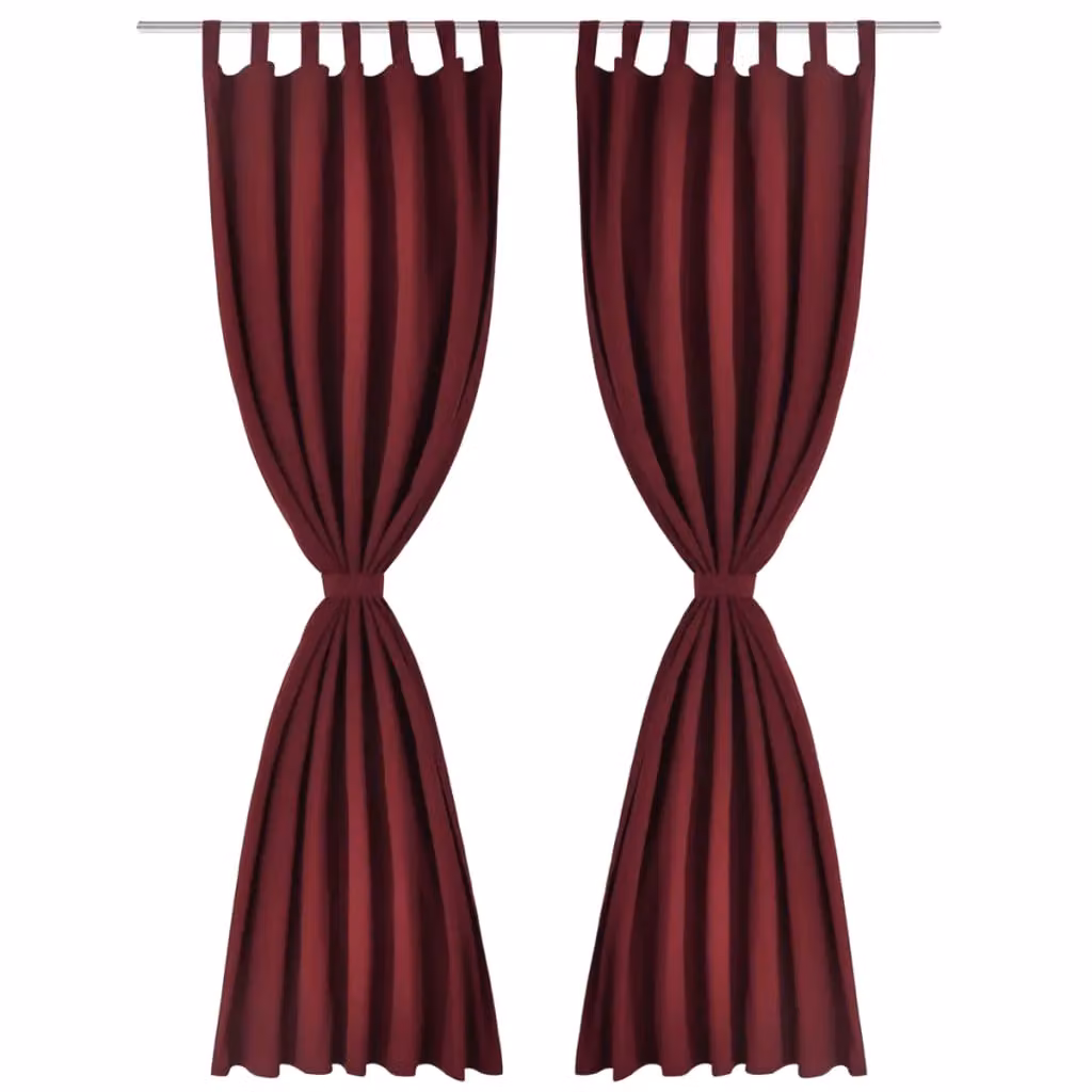 Berkfield Home 2-Piece Bordeaux Micro-Satin Curtains with Loops, Red, W: 140 cm, H: 175 cm – 2