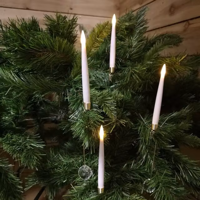 Premier 10 Piece Warm White Indoor Christmas Taper Candle Set with Remote Control, Height: 31 cm