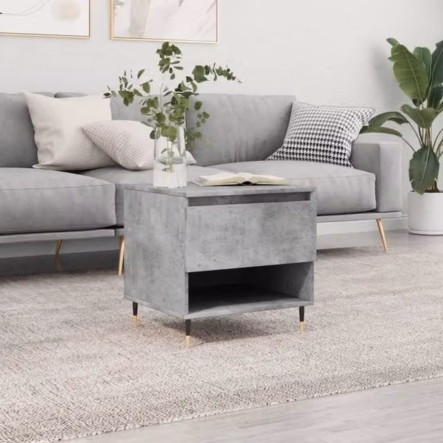 Berkfield Home Modern Square Coffee Table in Concrete Grey, W/D/H: 50 x 46 x 50 cm