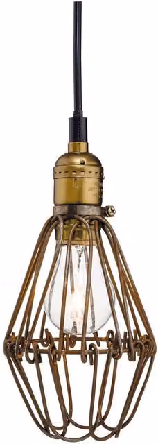 Firstlight Arcade Industrial Metal Lantern Ceiling Pendant Light in Brown and Gold/Brass with E27 Socket