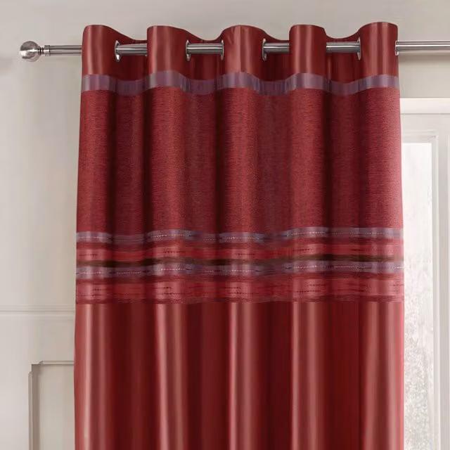 Intimates Renatta Red Blackout Eyelet Curtains, Thermal Insulating Velvet and Chenille Fabric, Width: 168 cm, Drop: 229 cm