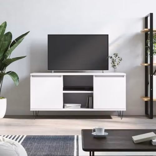 vidaXL Modern White TV Cabinet in Engineered Wood, W/D/H: 104 x 35 x 50 cm – 2