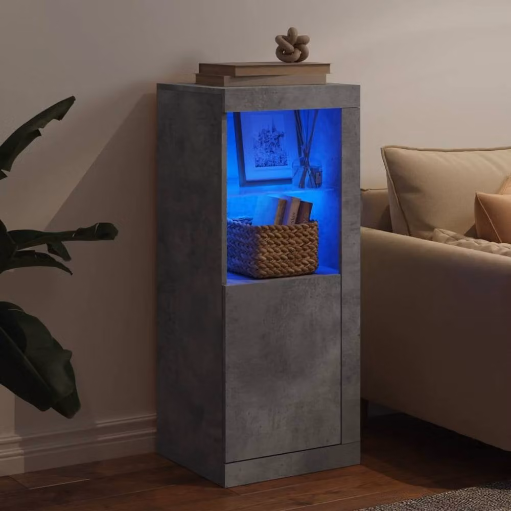 Berkfield Home Sideboard with Integrated LED Lights in Concrete Grey, W/D/H: 41 x 37 x 100 cm – 4
