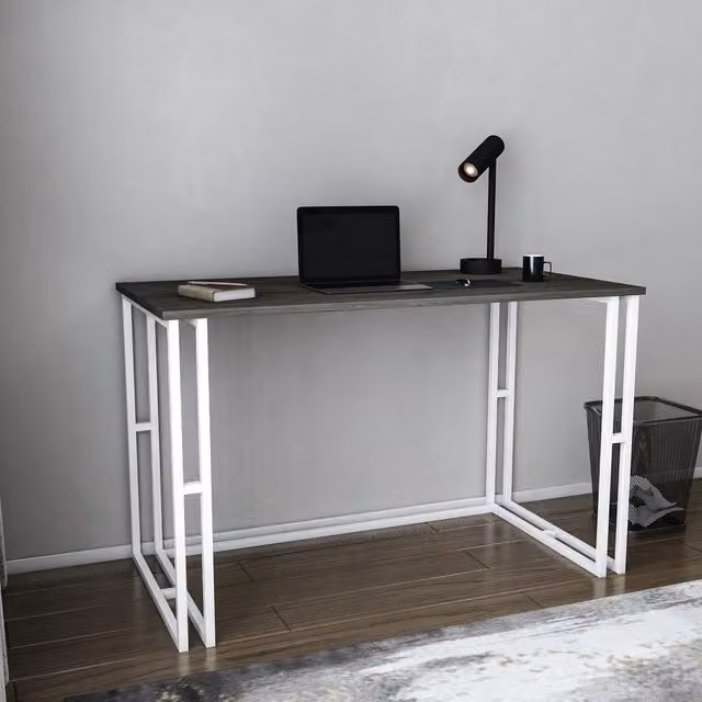 Decorotika Kane Modern Computer Desk in White and Brown, W: 120 cm, H: 75 cm, D: 60 cm