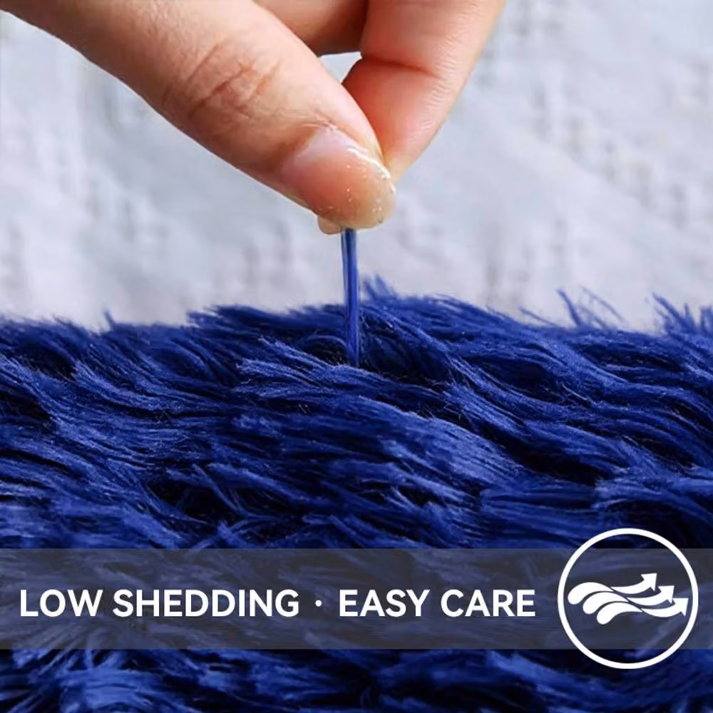 MCC Direct Blue Faux Fur Rectangular Shaggy Area Rug, W/D/H: 60 x 110 cm – 4