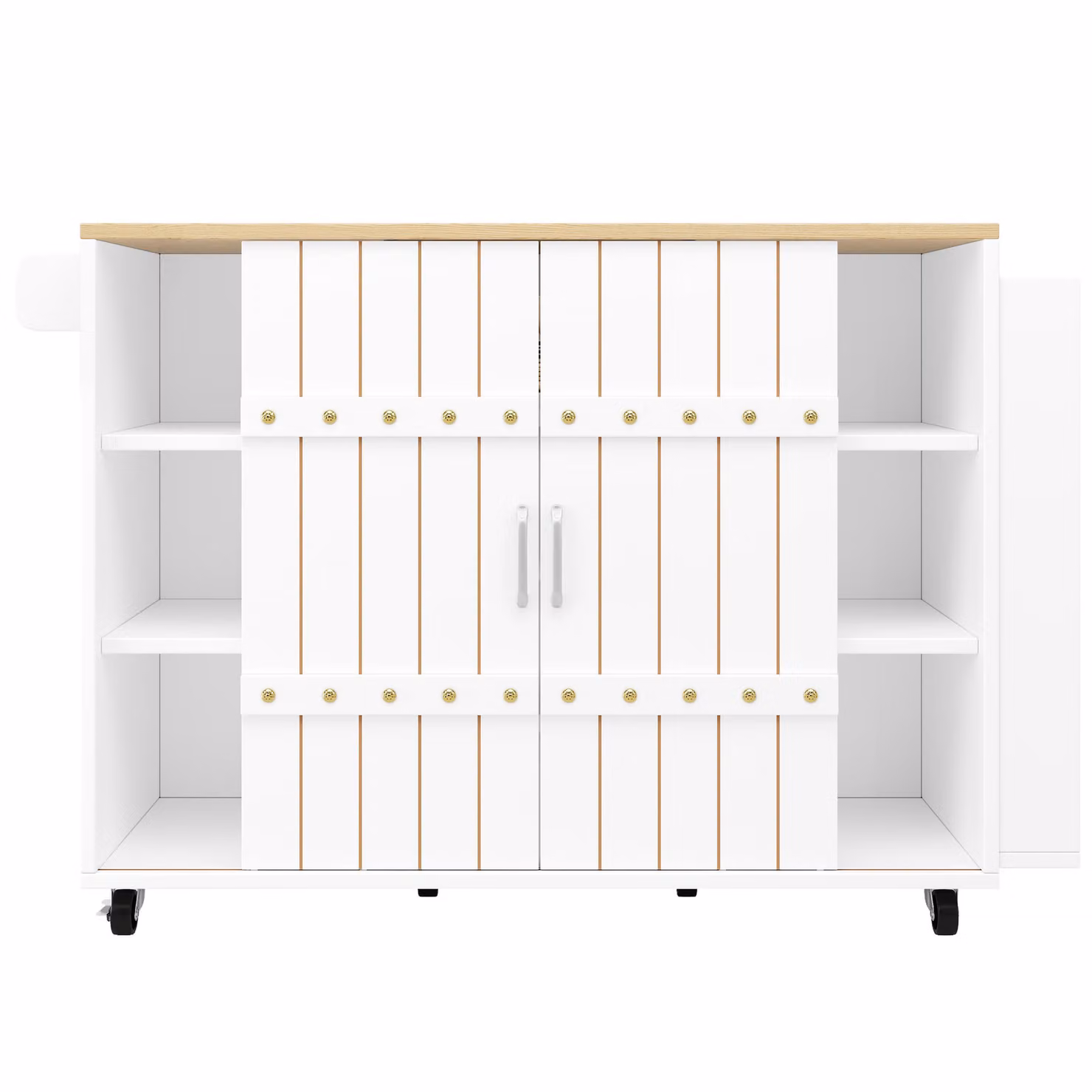 Aosom UK White Kitchen Island Trolley with Fold-Out Worktop, Aluminium Handles and 2 Lockable Castors, W/D/H: 42 x 42 x 90 cm – 2