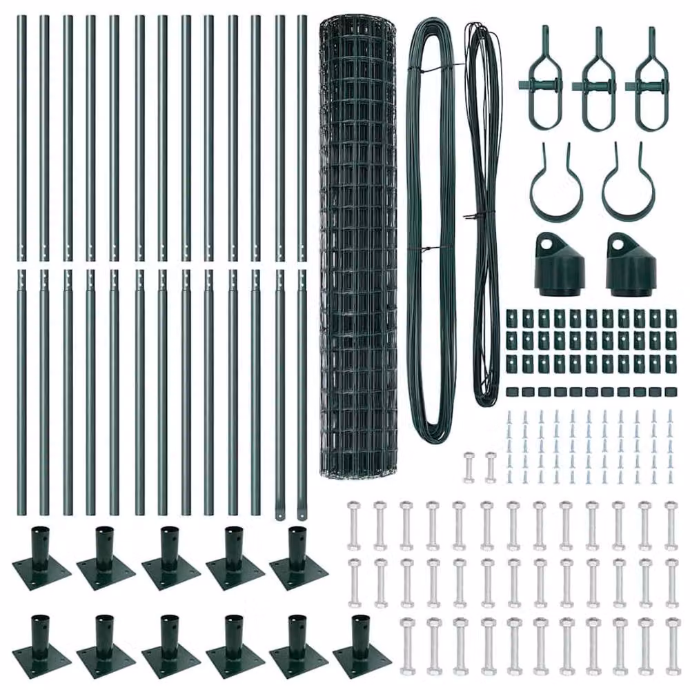Berkfield Home Green Euro Fence with 13 Flanged Posts, Galvanised Steel, H: 120 cm x W: 25 m – 4