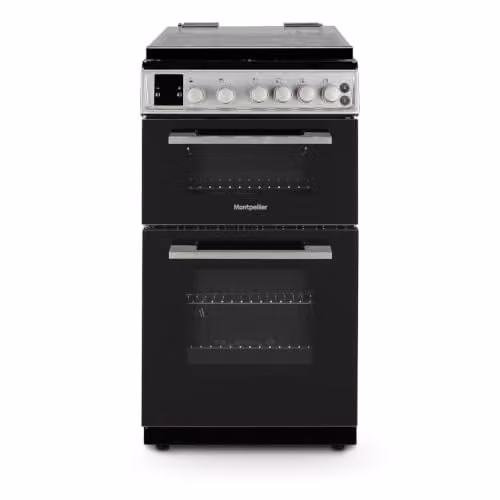 Montpellier MDOG50LS Freestanding 4 Zone Gas Cooker with Grill and Catalytic Cleaning, Silver or Black, W/D/H: 60.0 x 50.0 x 90.0 cm – 1