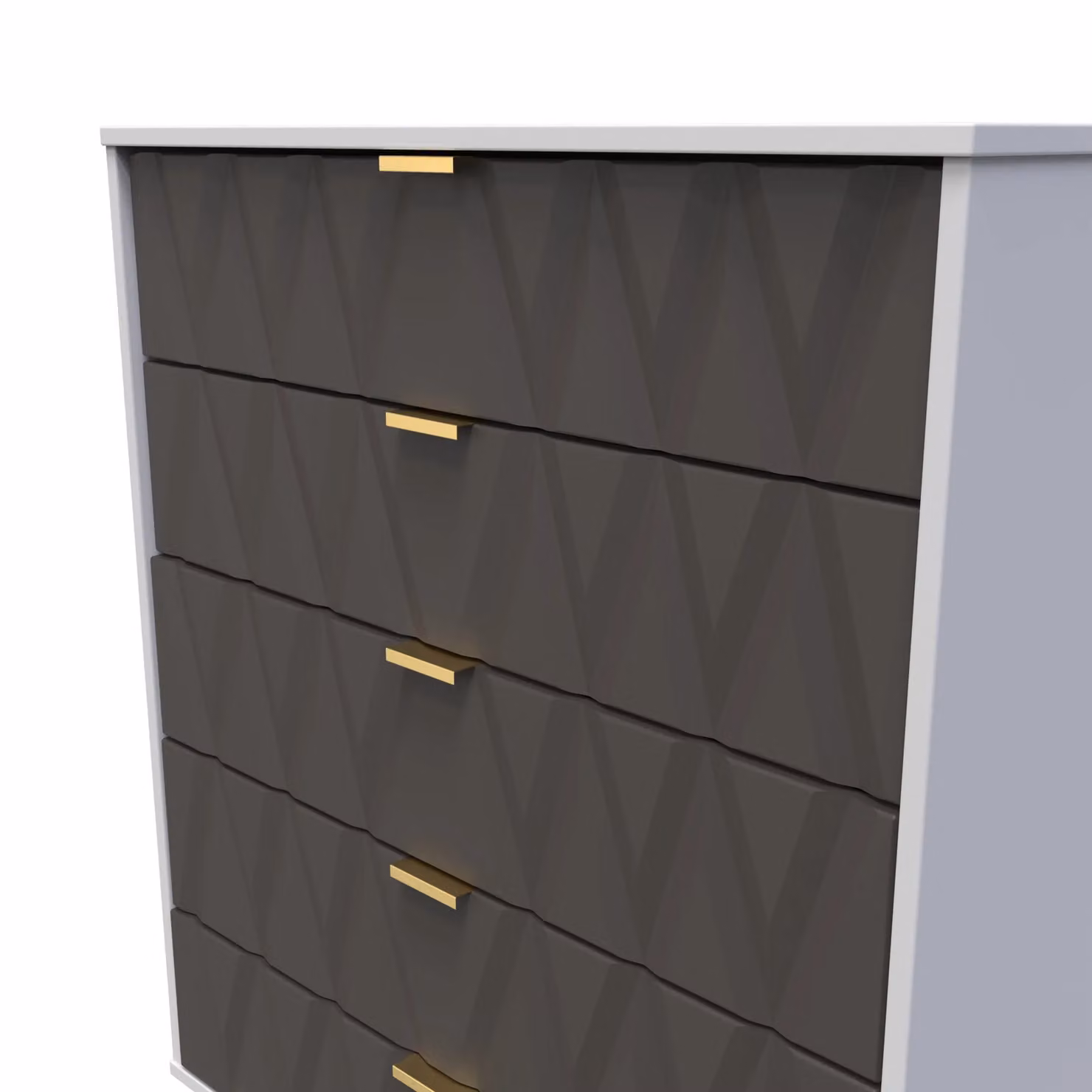 Ready Assembled 2 U Dallas 5 Drawer Chest in Dark Grey and Gold – 3