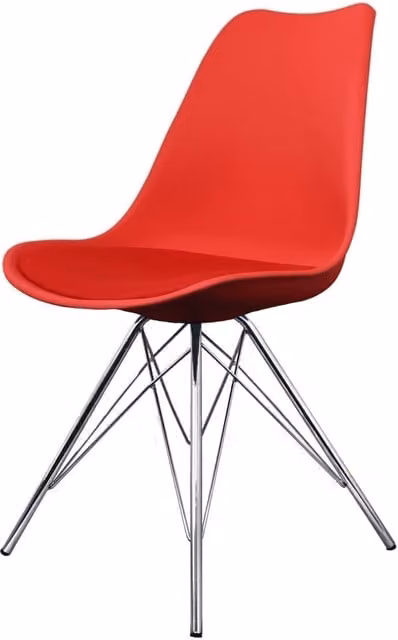 Fusion Living Soho Red Plastic Dining Chair with Chrome Metal Legs