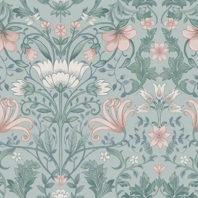 Holden Décor Eclectic Collection Vintage Floral Botanical Wallpaper in Petrol Teal Matt Finish