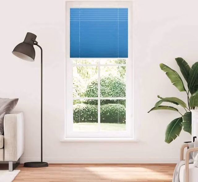 Berkfield Home Single Pleat Blue Polyester Semi-Transparent Corded Blind, W: 90 cm, H: 200 cm – 1