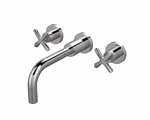 nuie CLX317 Aztec Modern Wall Mounted 3 Tap Hole Basin Mixer Tap, Chrome