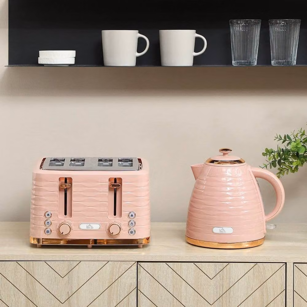 PAWNORA Kettle and 4 Slice Toaster Set in Pink, 1.7 l Kettle – 2