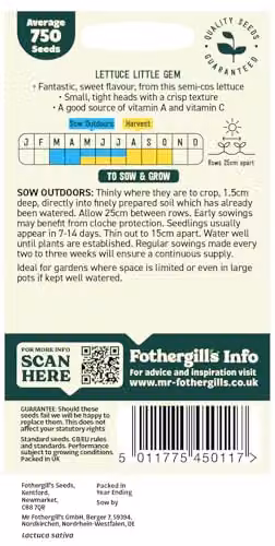 Mr Fothergill's Oh Sow Simple Little Gem Lettuce Vegetable Seeds, Green – 2