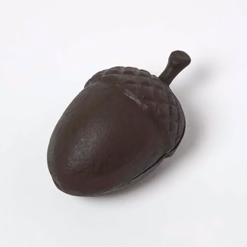 Homescapes Brown Hollow Acorn Cast Iron Key Holder in a Rustic Style