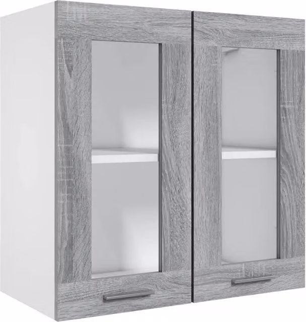 Berkfield Home Hanging Glass Cabinet in Grey Sonoma, W/D/H: 60 x 31 x 60 cm – 1