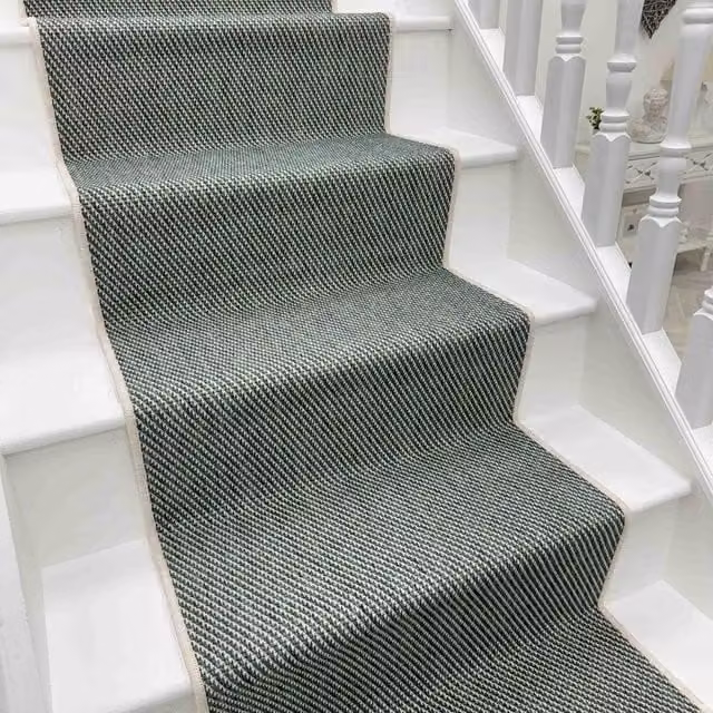 runrug Coastal Reversible and Durable Stair Runner Carpet in Green, W: 70 cm x L: 480 cm