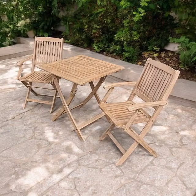 Royalcraft London 3 Piece Folding Bistro Set in Brown Wood