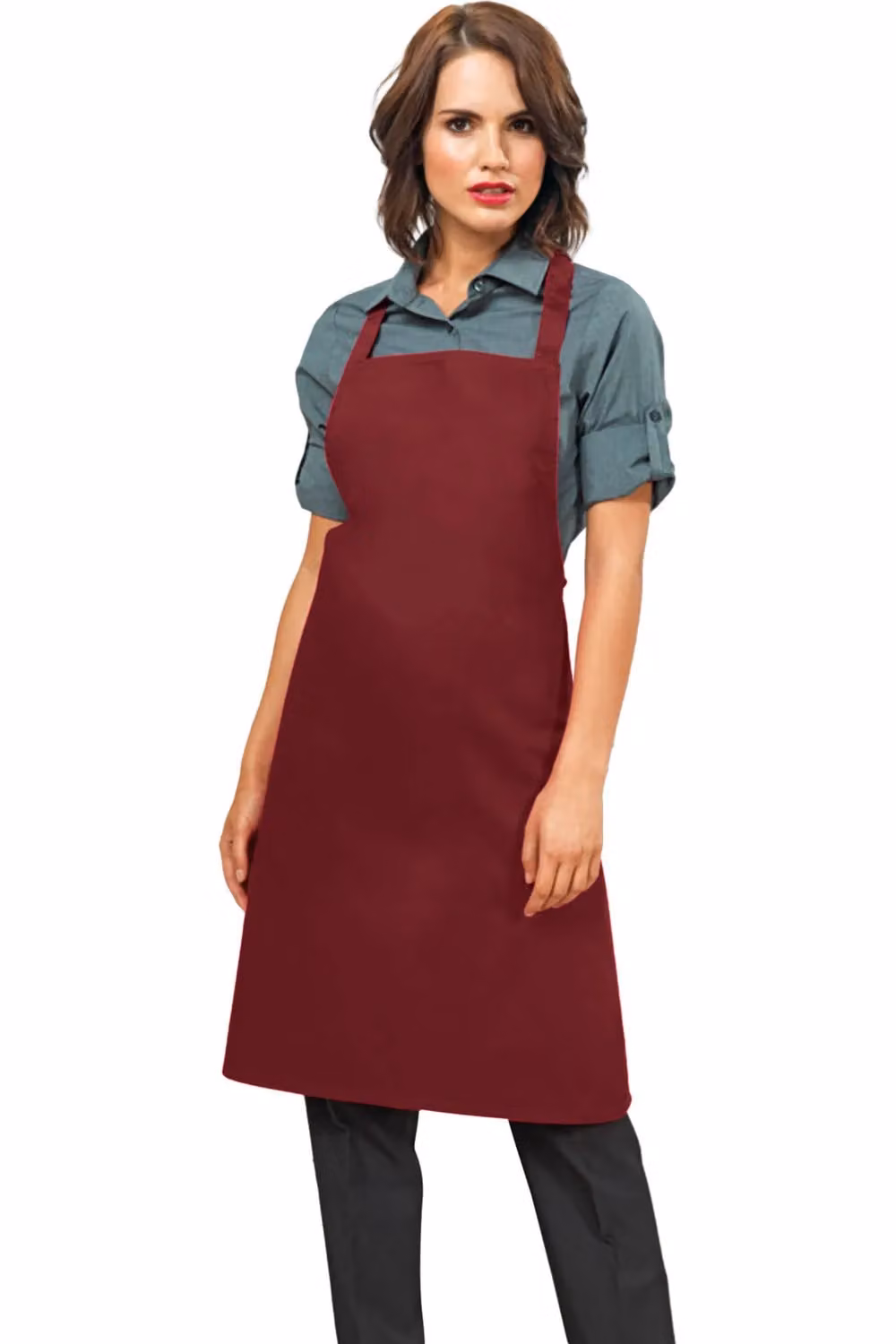 Premier Slim Cotton Workwear Apron in Burgundy – 2